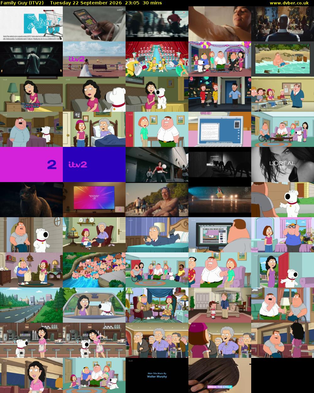 Family Guy (ITV2) Tuesday 22 September 2026 23:05 - 23:35