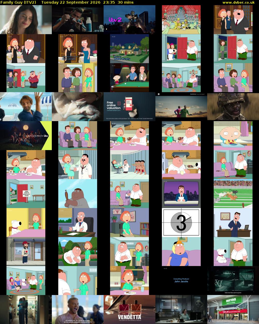 Family Guy (ITV2) Tuesday 22 September 2026 23:35 - 00:05