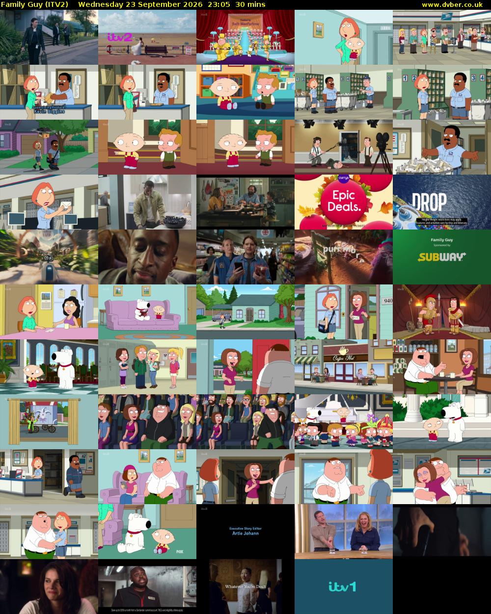 Family Guy (ITV2) Wednesday 23 September 2026 23:05 - 23:35