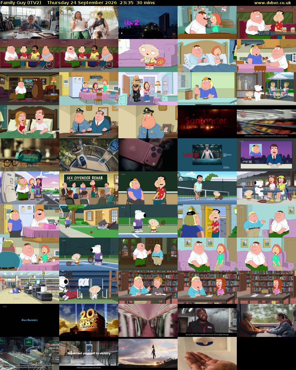 Family Guy (ITV2) Thursday 24 September 2026 23:35 - 00:05