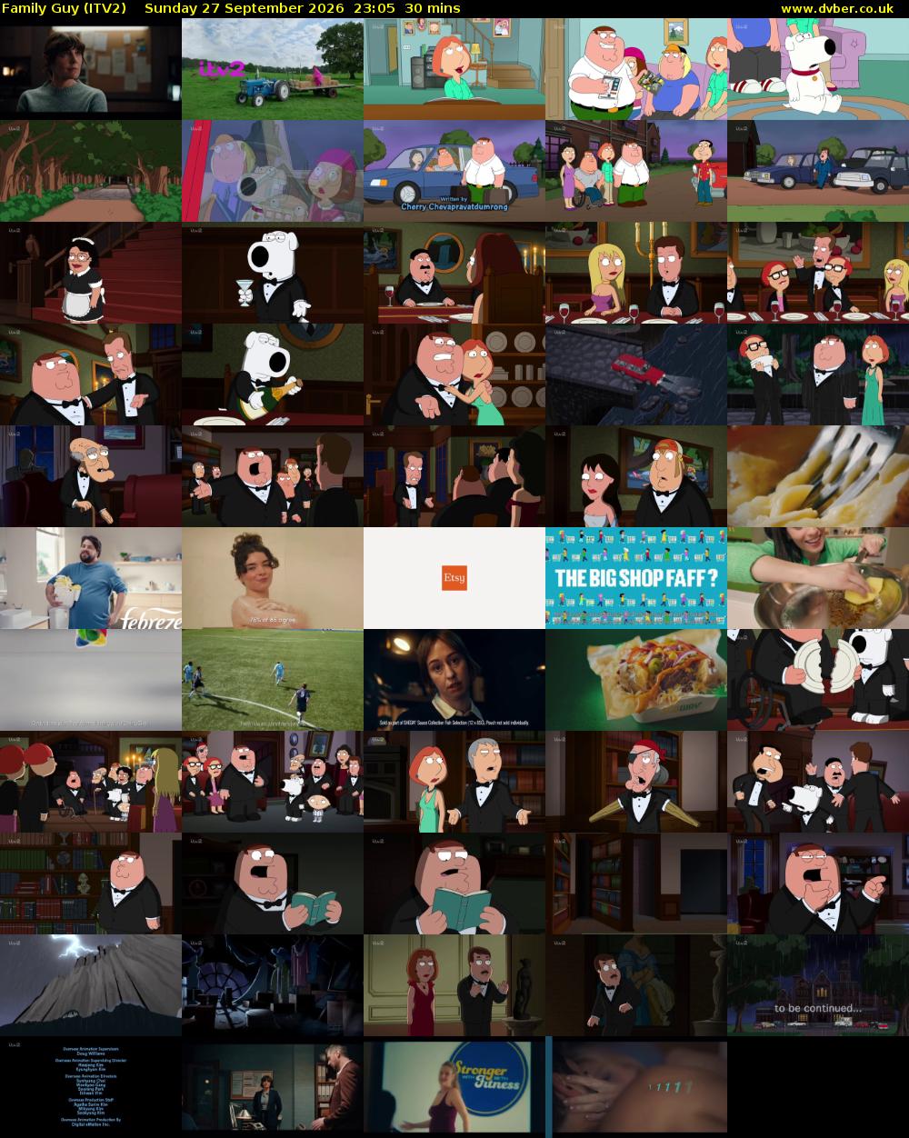 Family Guy (ITV2) Sunday 27 September 2026 23:05 - 23:35