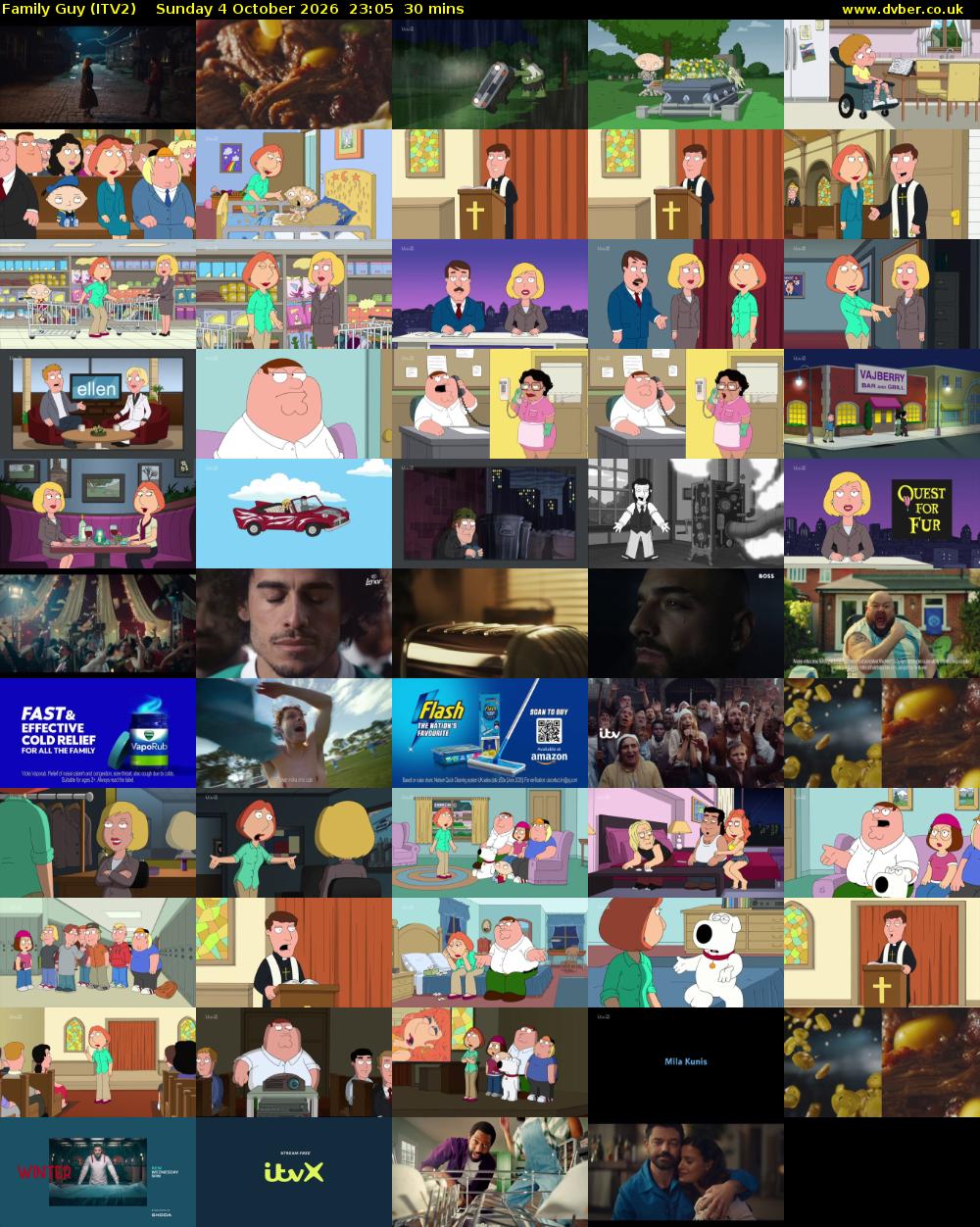 Family Guy (ITV2) Sunday 4 October 2026 23:05 - 23:35