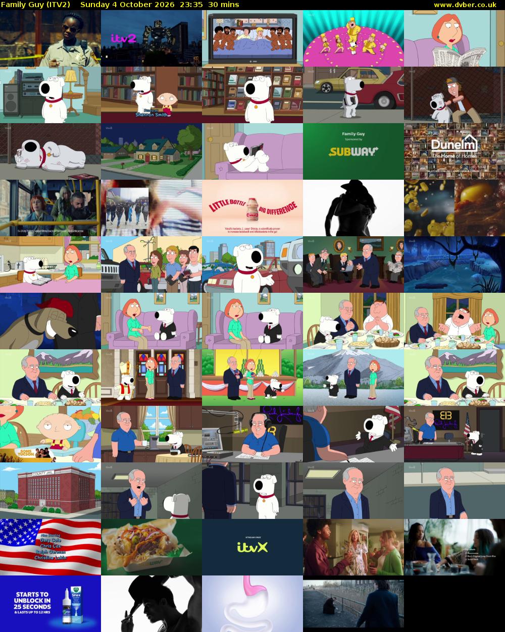 Family Guy (ITV2) Sunday 4 October 2026 23:35 - 00:05