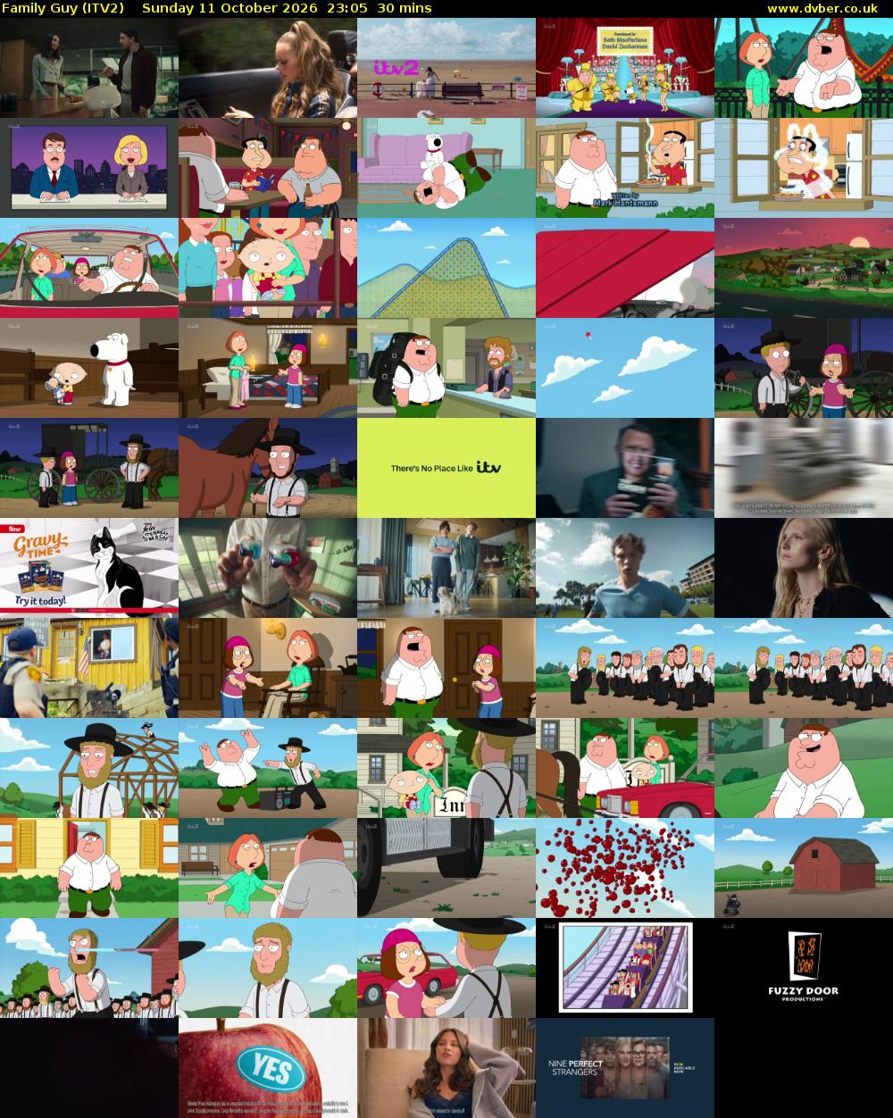 Family Guy (ITV2) Sunday 11 October 2026 23:05 - 23:35
