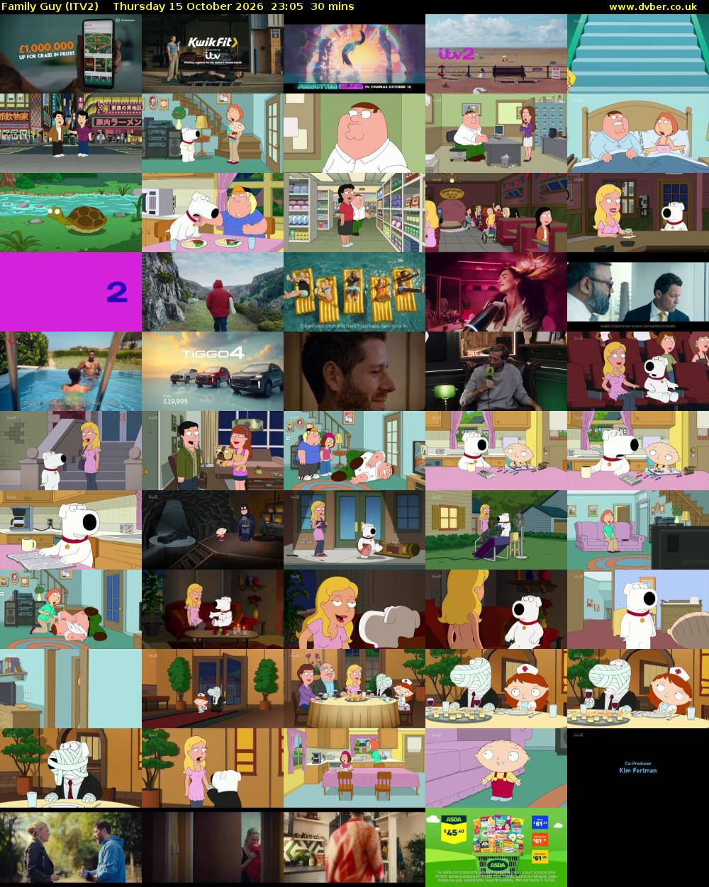 Family Guy (ITV2) Thursday 15 October 2026 23:05 - 23:35