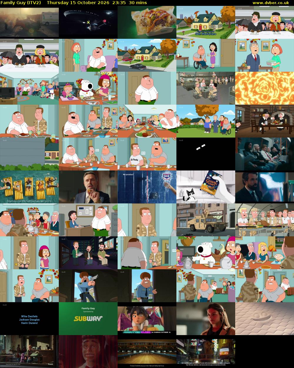 Family Guy (ITV2) Thursday 15 October 2026 23:35 - 00:05