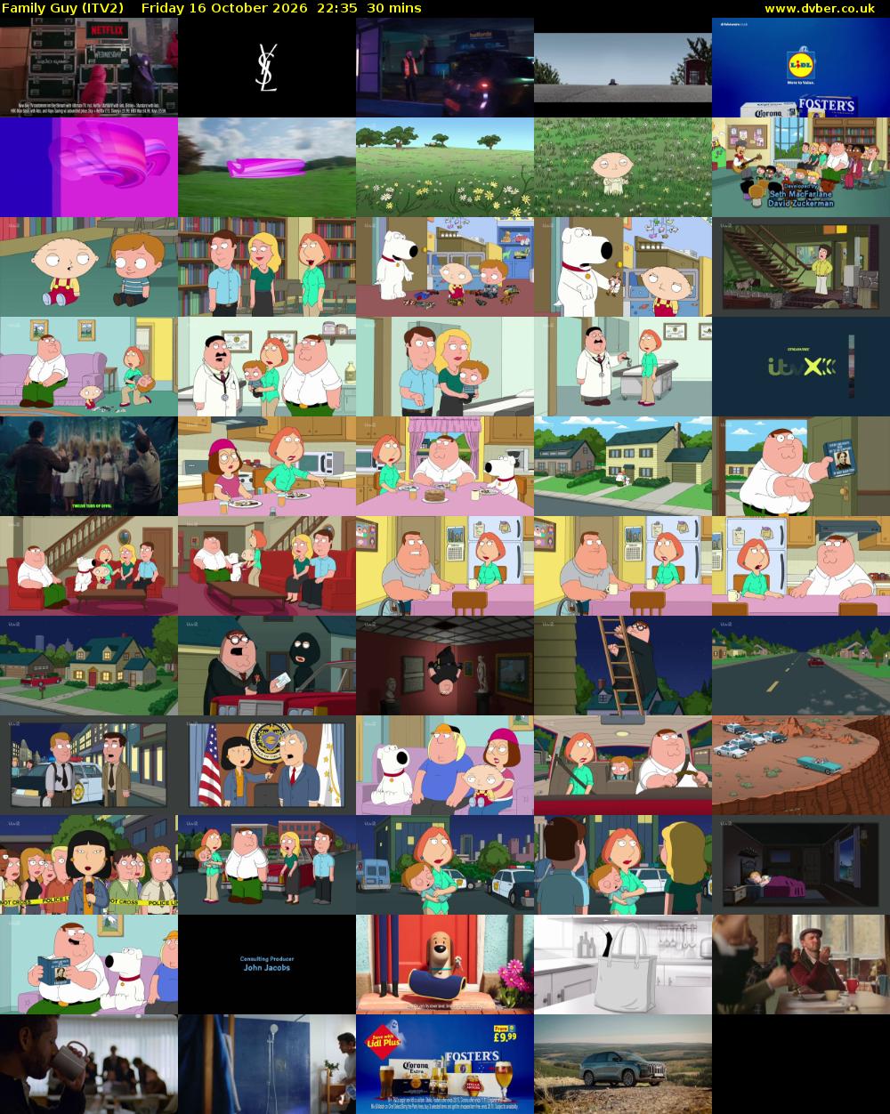 Family Guy (ITV2) Friday 16 October 2026 22:35 - 23:05