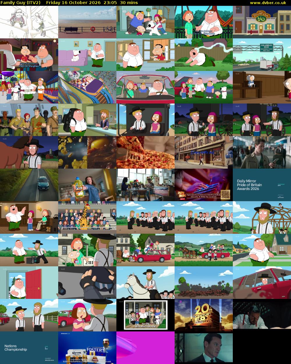 Family Guy (ITV2) Friday 16 October 2026 23:05 - 23:35