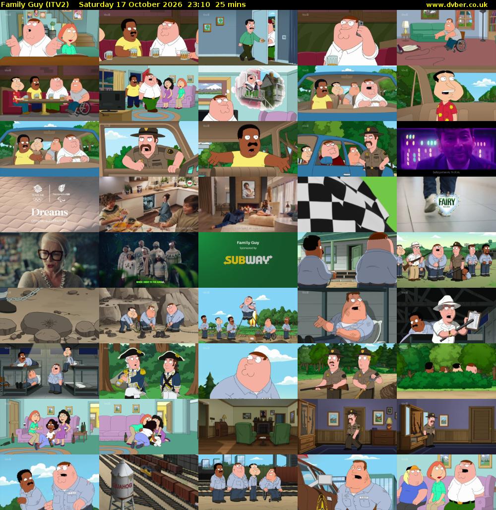 Family Guy (ITV2) Saturday 17 October 2026 23:10 - 23:35