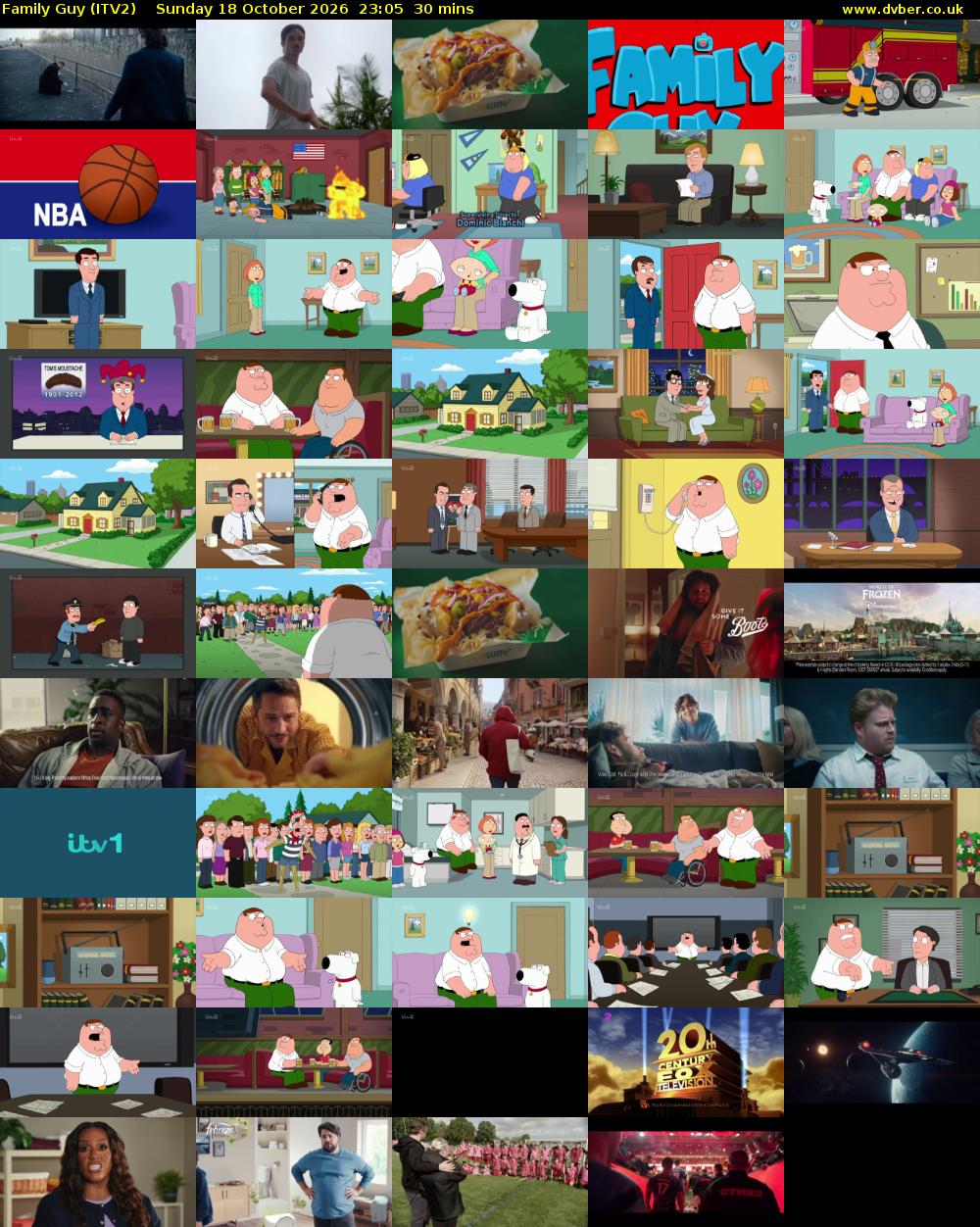 Family Guy (ITV2) Sunday 18 October 2026 23:05 - 23:35