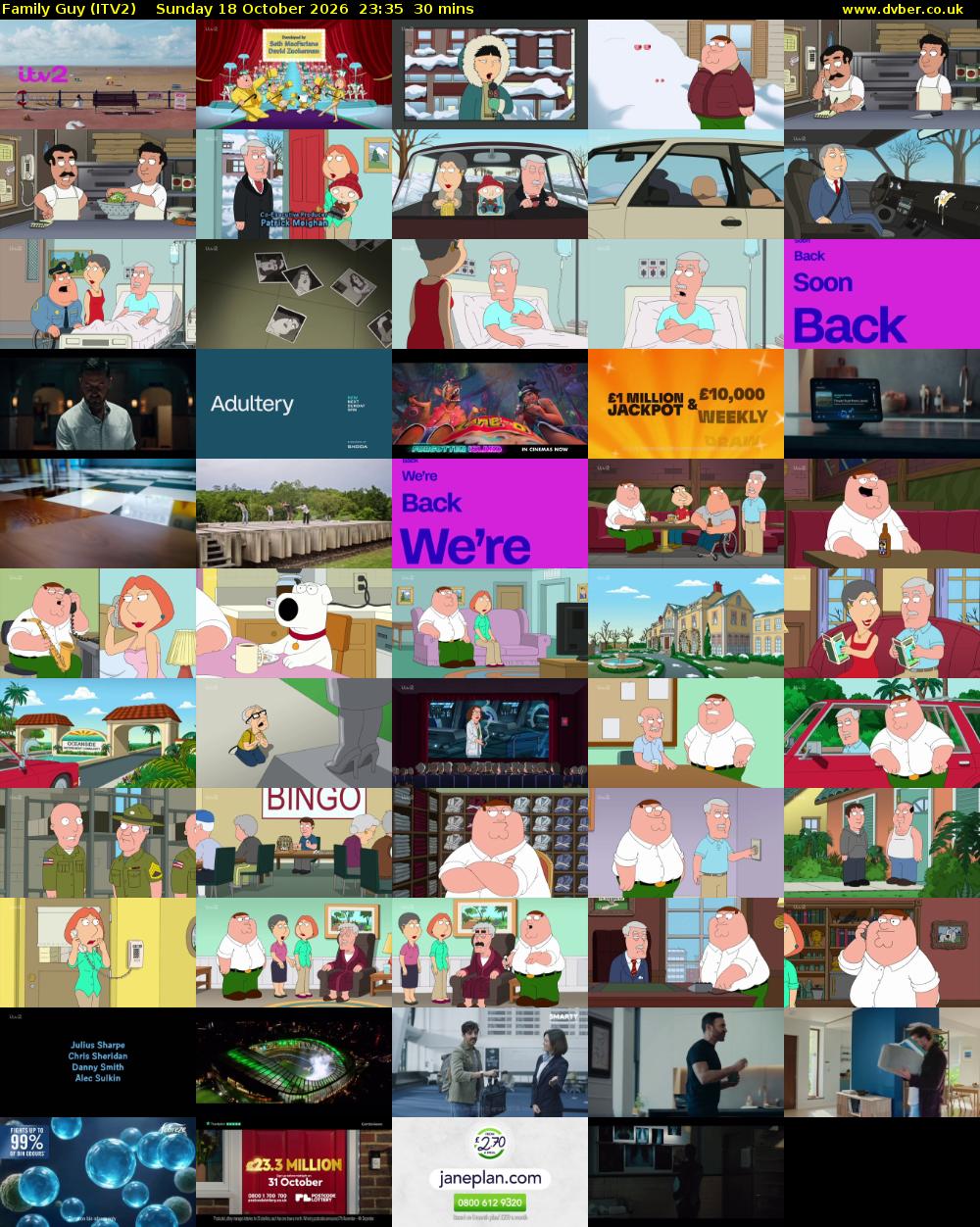 Family Guy (ITV2) Sunday 18 October 2026 23:35 - 00:05