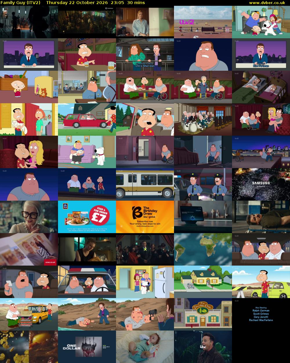 Family Guy (ITV2) Thursday 22 October 2026 23:05 - 23:35