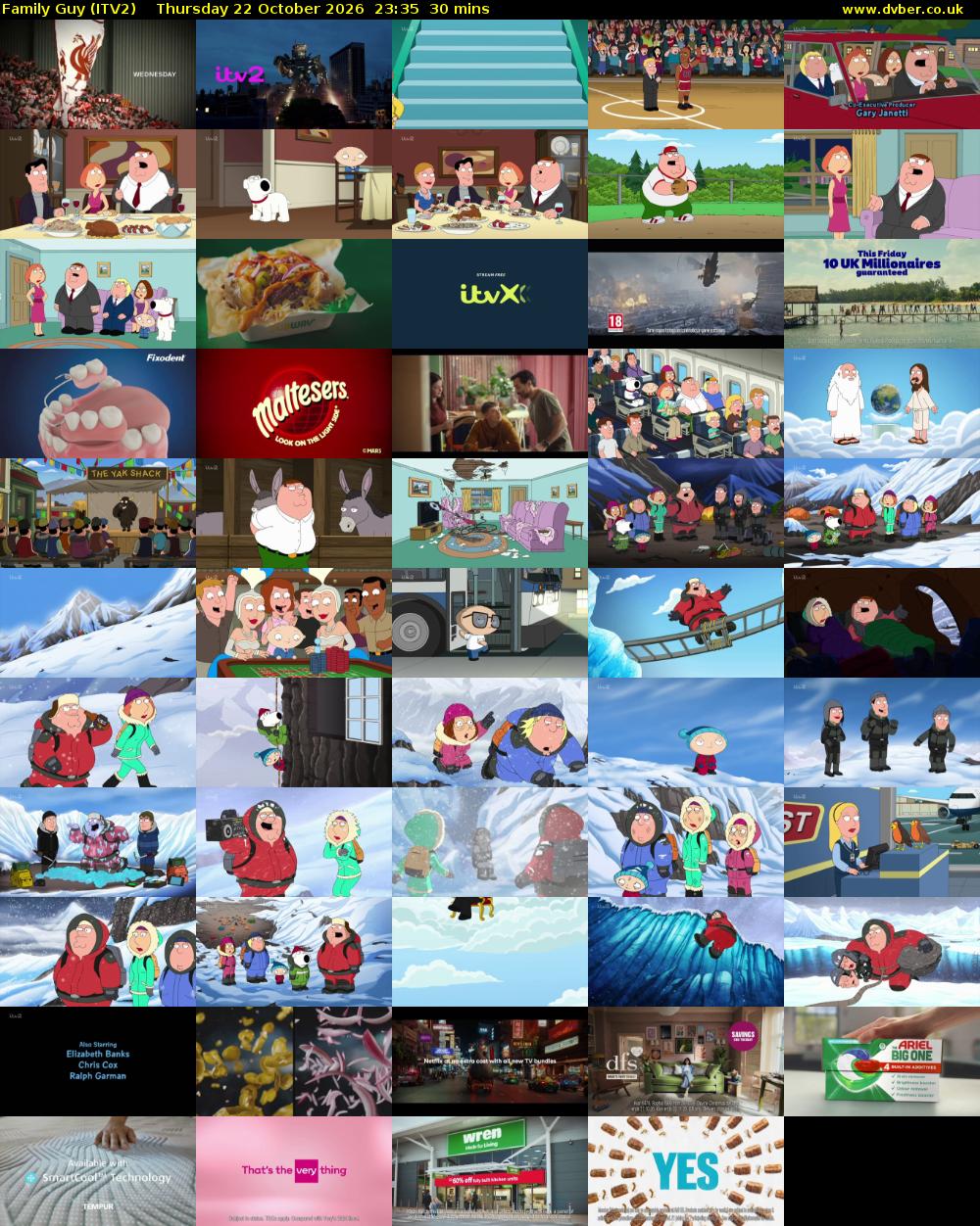 Family Guy (ITV2) Thursday 22 October 2026 23:35 - 00:05