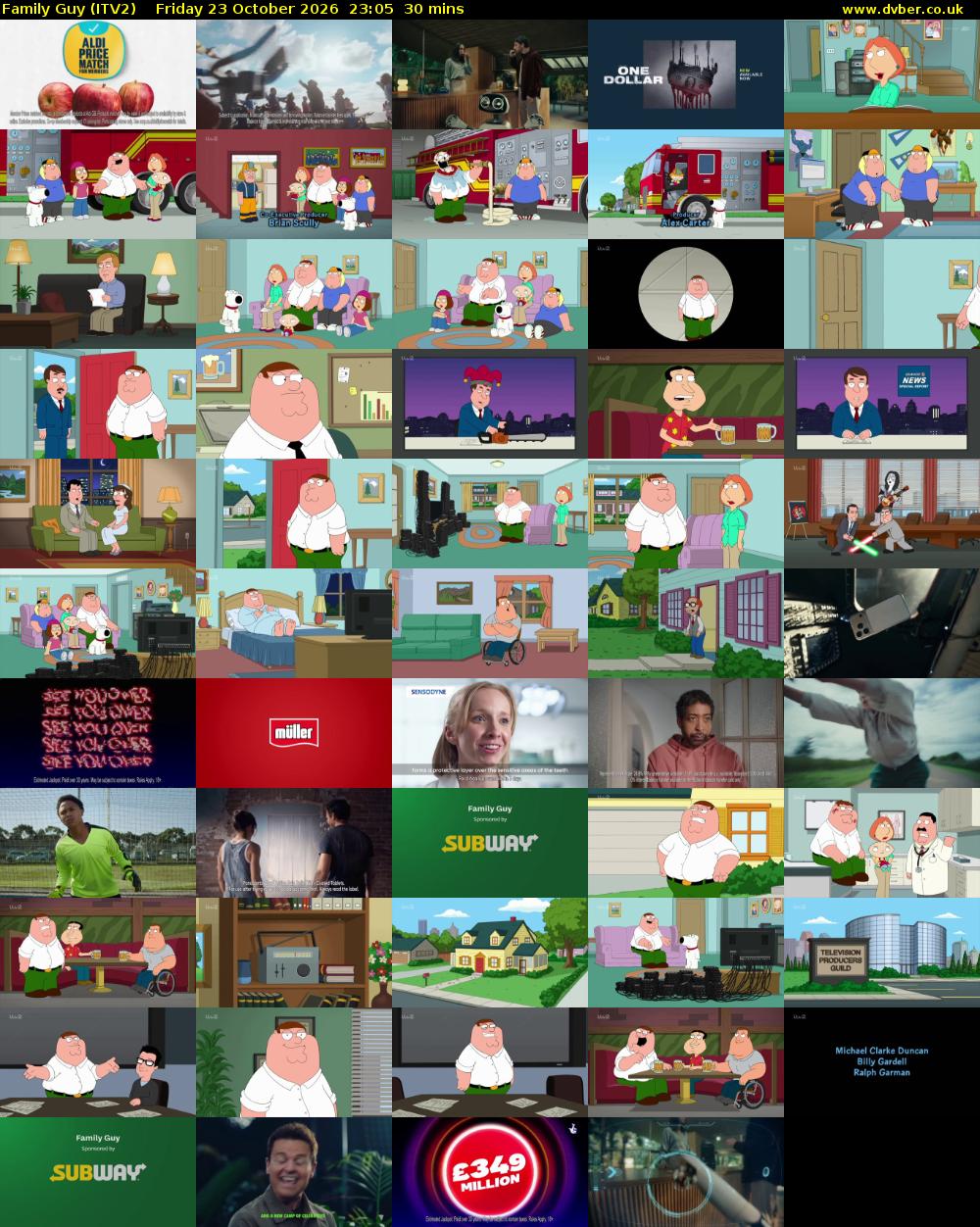 Family Guy (ITV2) Friday 23 October 2026 23:05 - 23:35
