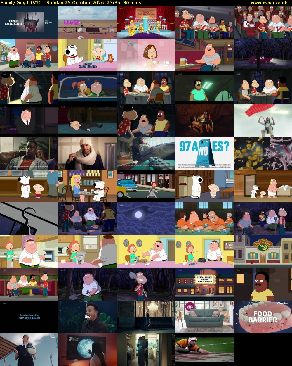 Family Guy (ITV2) Sunday 25 October 2026 23:35 - 00:05