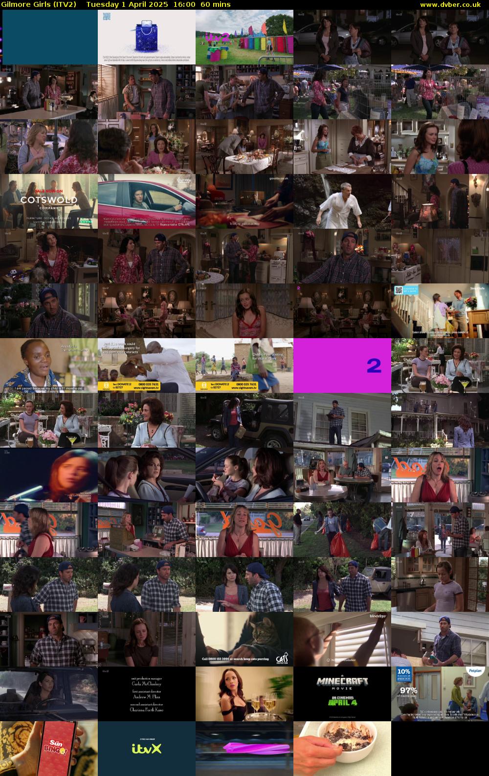 Gilmore Girls (ITV2) Tuesday 1 April 2025 16:00 - 17:00