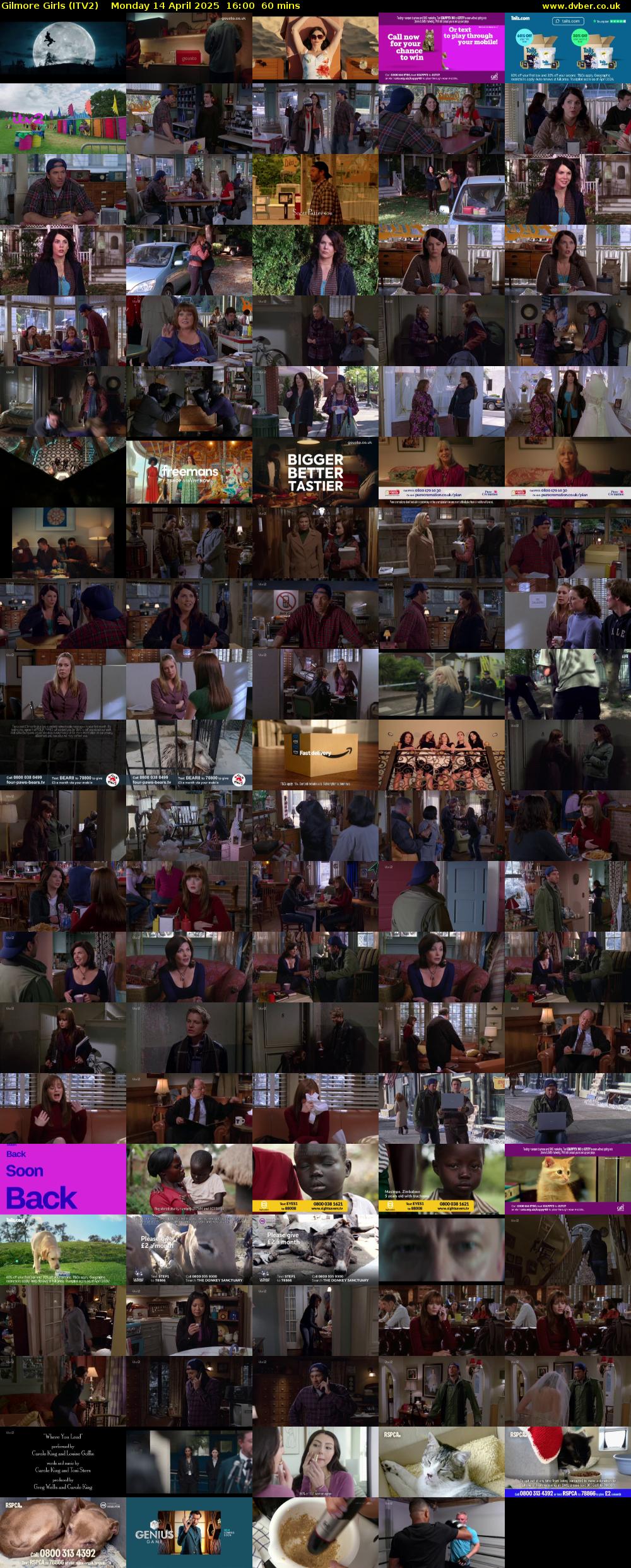 Gilmore Girls (ITV2) Monday 14 April 2025 16:00 - 17:00
