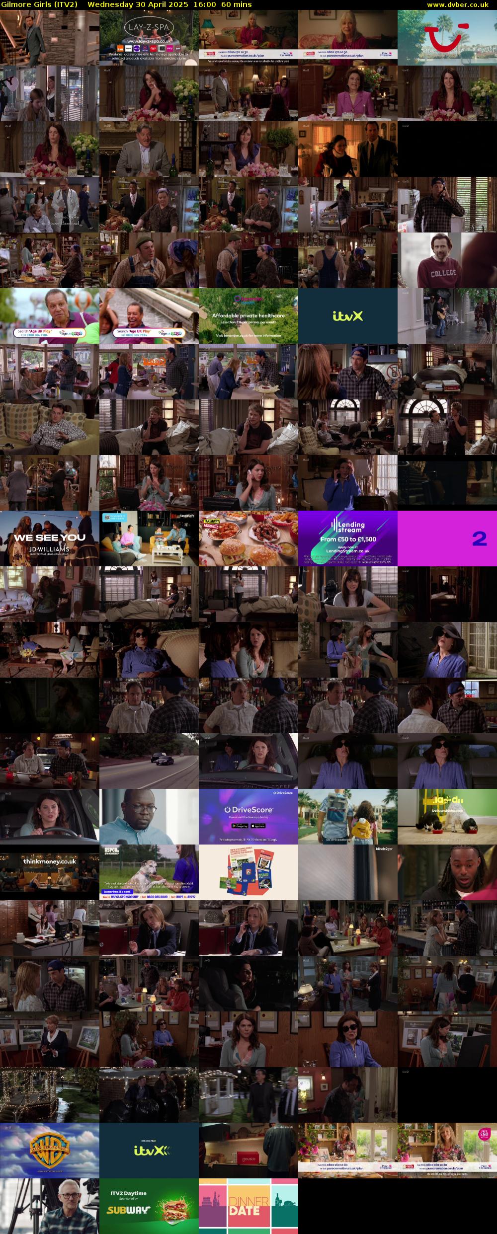Gilmore Girls (ITV2) Wednesday 30 April 2025 16:00 - 17:00