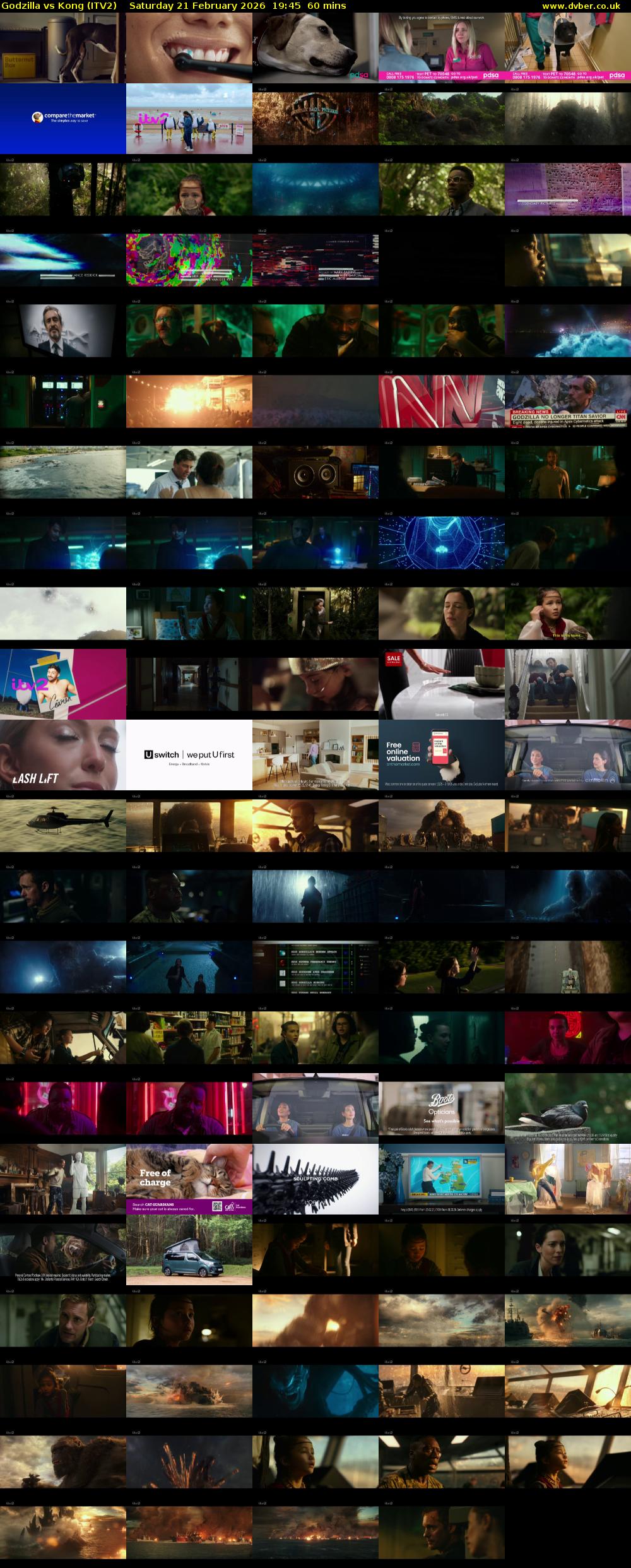 Godzilla vs Kong (ITV2) Saturday 21 February 2026 19:45 - 20:45