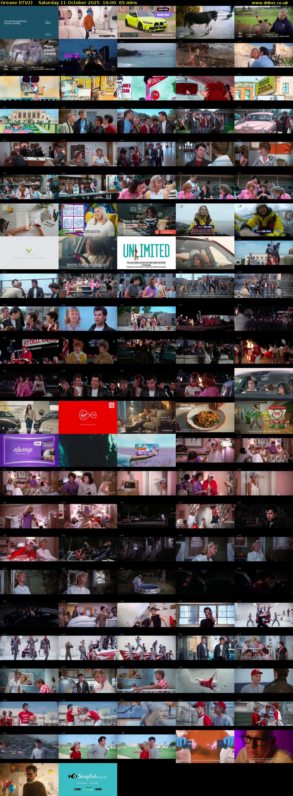 Grease (ITV2) Saturday 11 October 2025 16:00 - 17:05