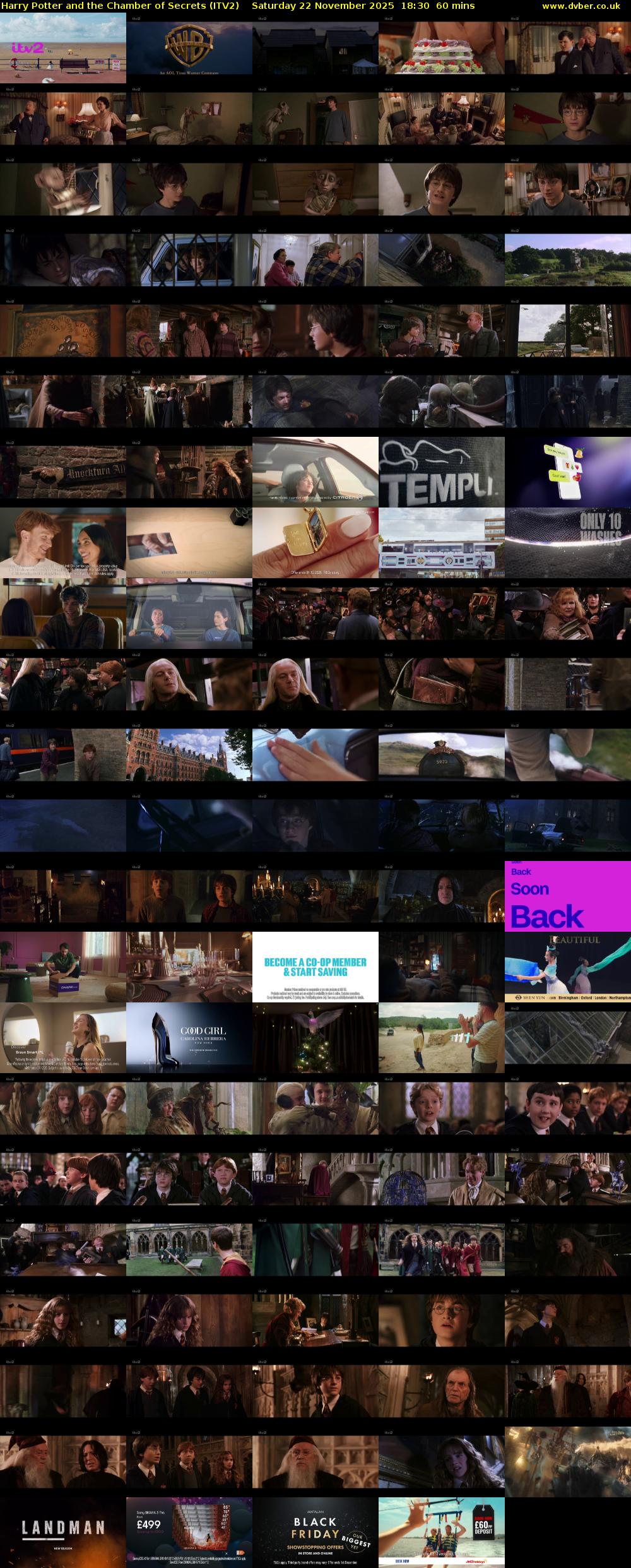 Harry Potter and the Chamber of Secrets (ITV2) Saturday 22 November 2025 18:30 - 19:30