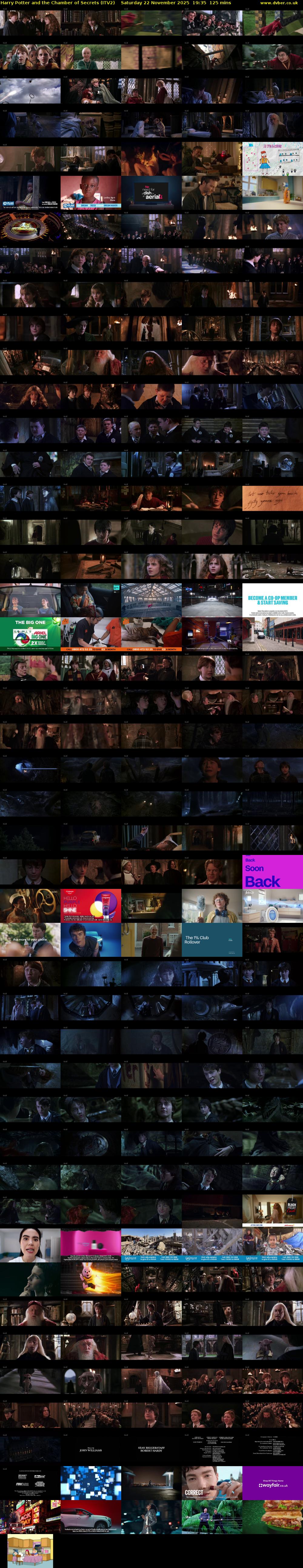 Harry Potter and the Chamber of Secrets (ITV2) Saturday 22 November 2025 19:35 - 21:40