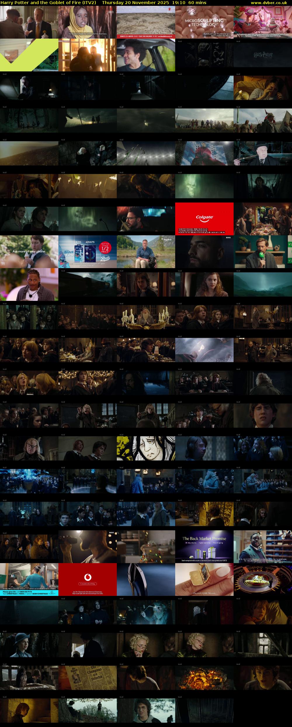 Harry Potter and the Goblet of Fire (ITV2) Thursday 20 November 2025 19:10 - 20:10