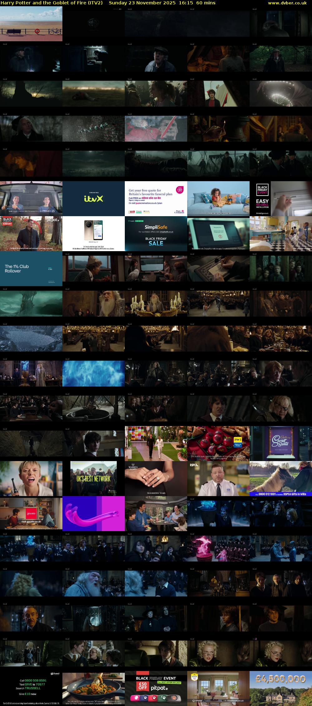 Harry Potter and the Goblet of Fire (ITV2) Sunday 23 November 2025 16:15 - 17:15