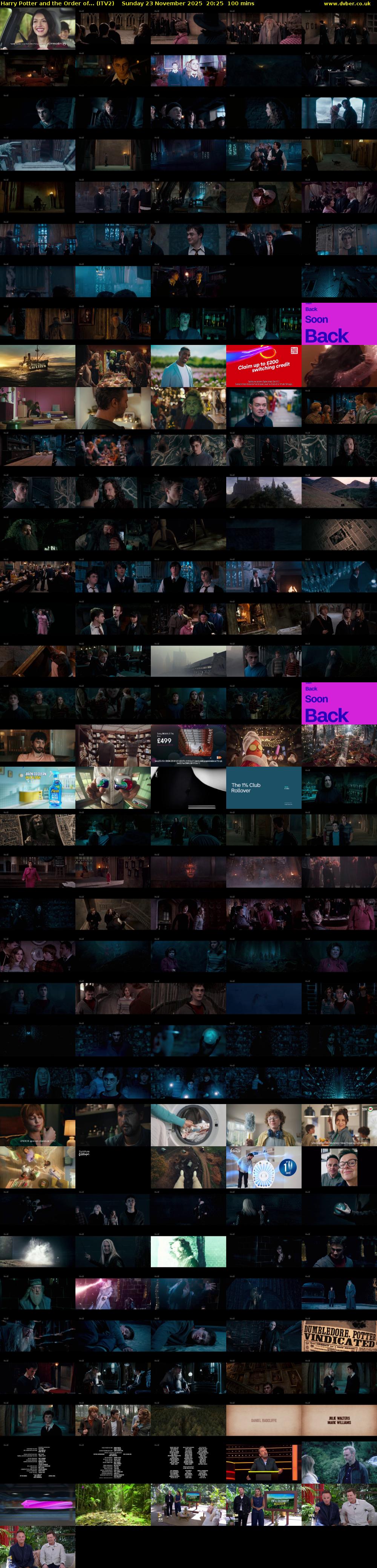 Harry Potter and the Order of... (ITV2) Sunday 23 November 2025 20:25 - 22:05