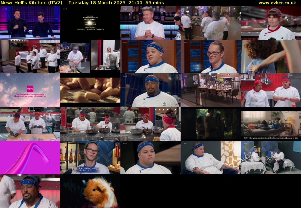 Hell's Kitchen (ITV2) Tuesday 18 March 2025 21:00 - 22:05