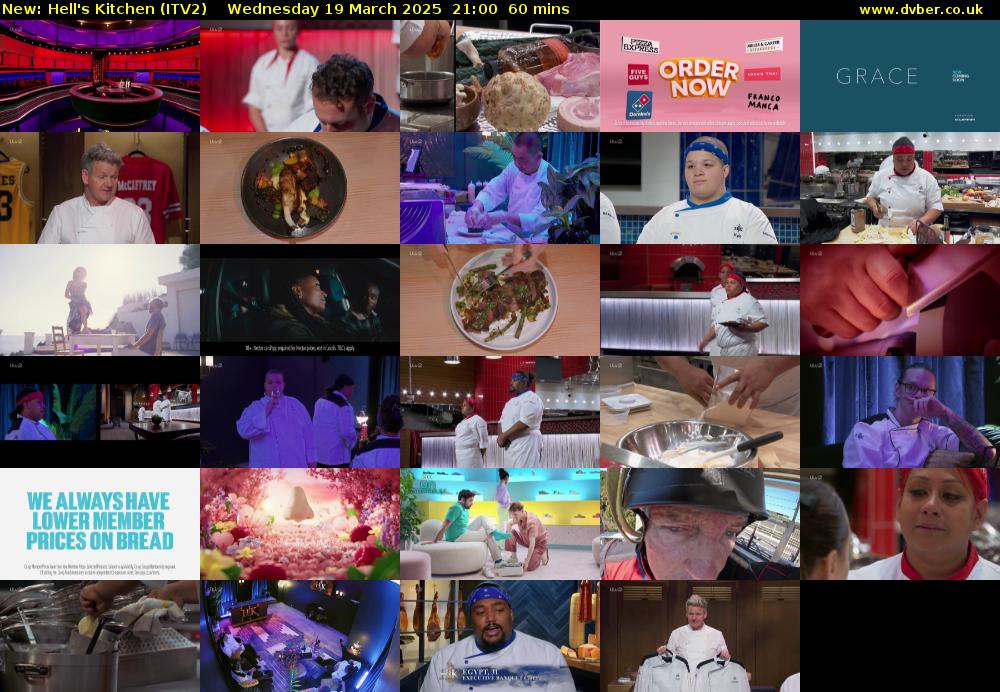 Hell's Kitchen (ITV2) Wednesday 19 March 2025 21:00 - 22:00