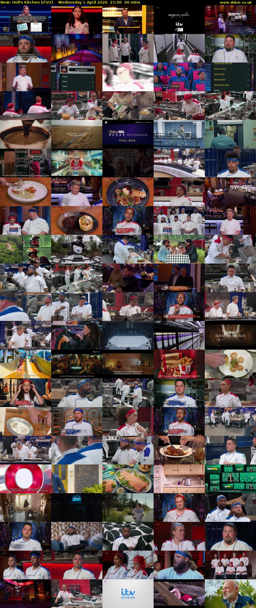 Hell's Kitchen (ITV2) Wednesday 1 April 2026 21:00 - 22:00