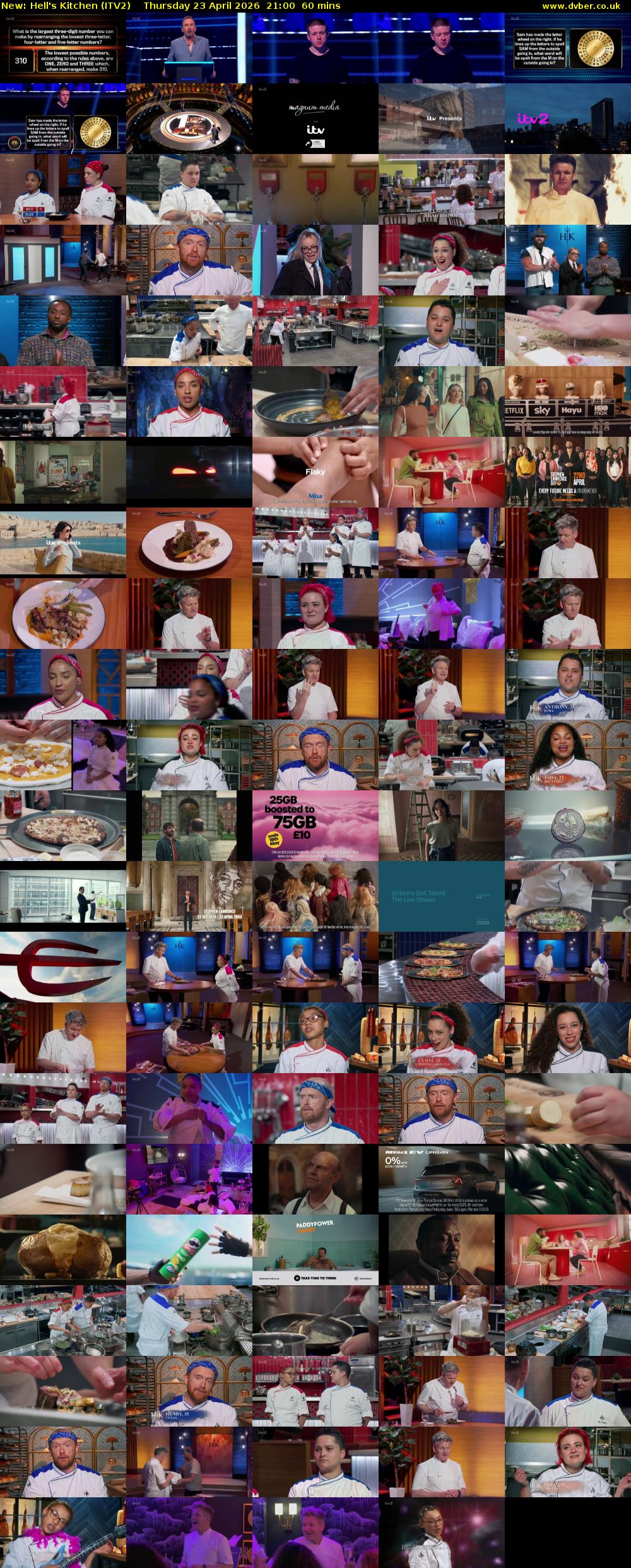 Hell's Kitchen (ITV2) Thursday 23 April 2026 21:00 - 22:00