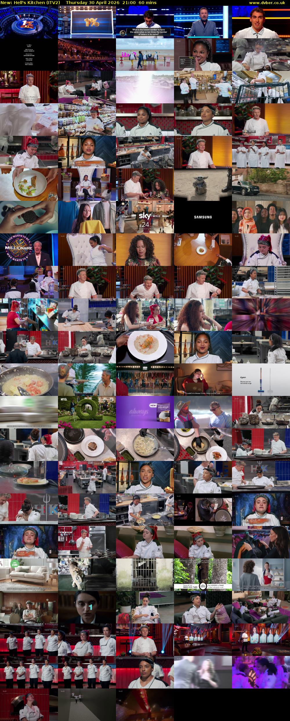 Hell's Kitchen (ITV2) Thursday 30 April 2026 21:00 - 22:00