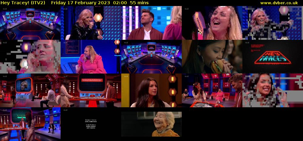 Hey Tracey! (ITV2) Friday 17 February 2023 02:00 - 02:55