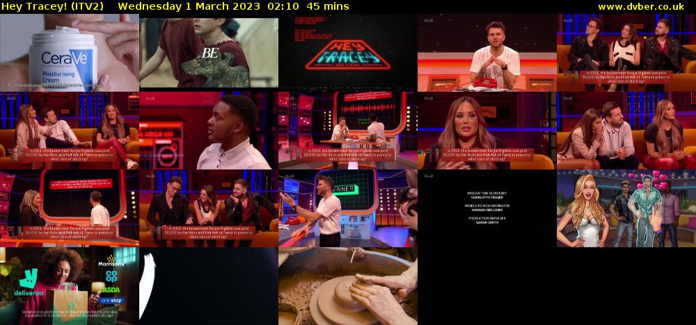 Hey Tracey! (ITV2) Wednesday 1 March 2023 02:10 - 02:55