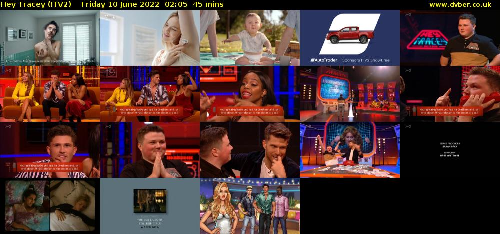 Hey Tracey (ITV2) Friday 10 June 2022 02:05 - 02:50