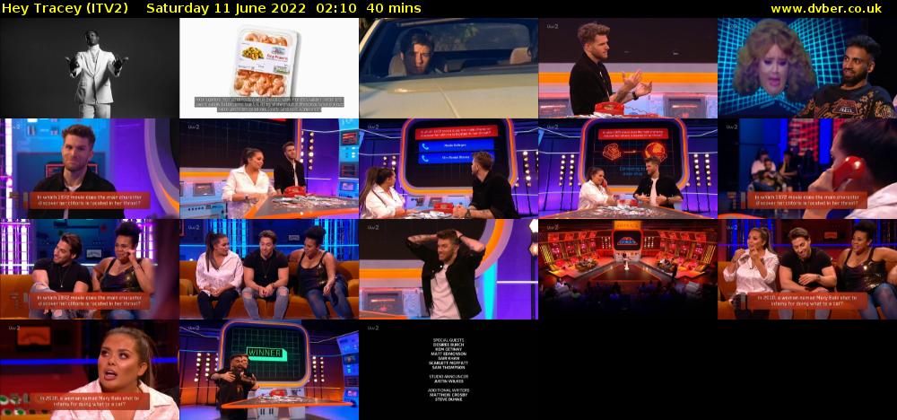 Hey Tracey (ITV2) Saturday 11 June 2022 02:10 - 02:50