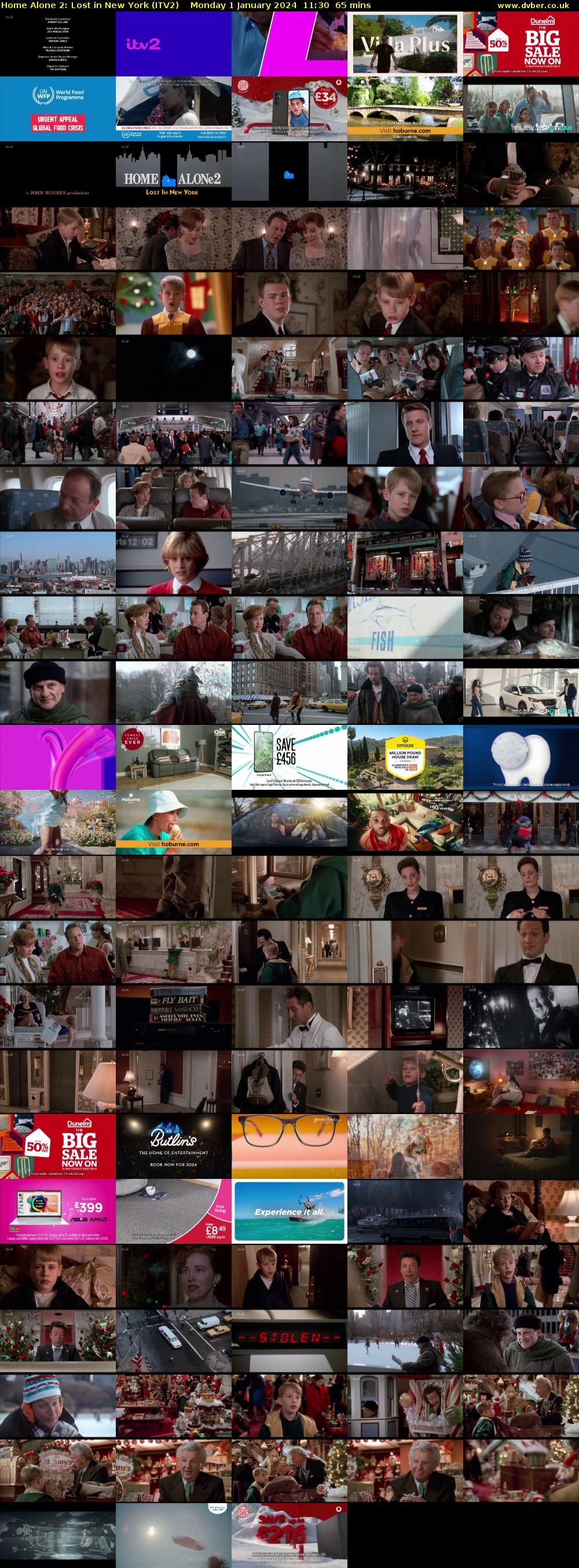 Home Alone 2: Lost in New York (ITV2) Monday 1 January 2024 11:30 - 12:35