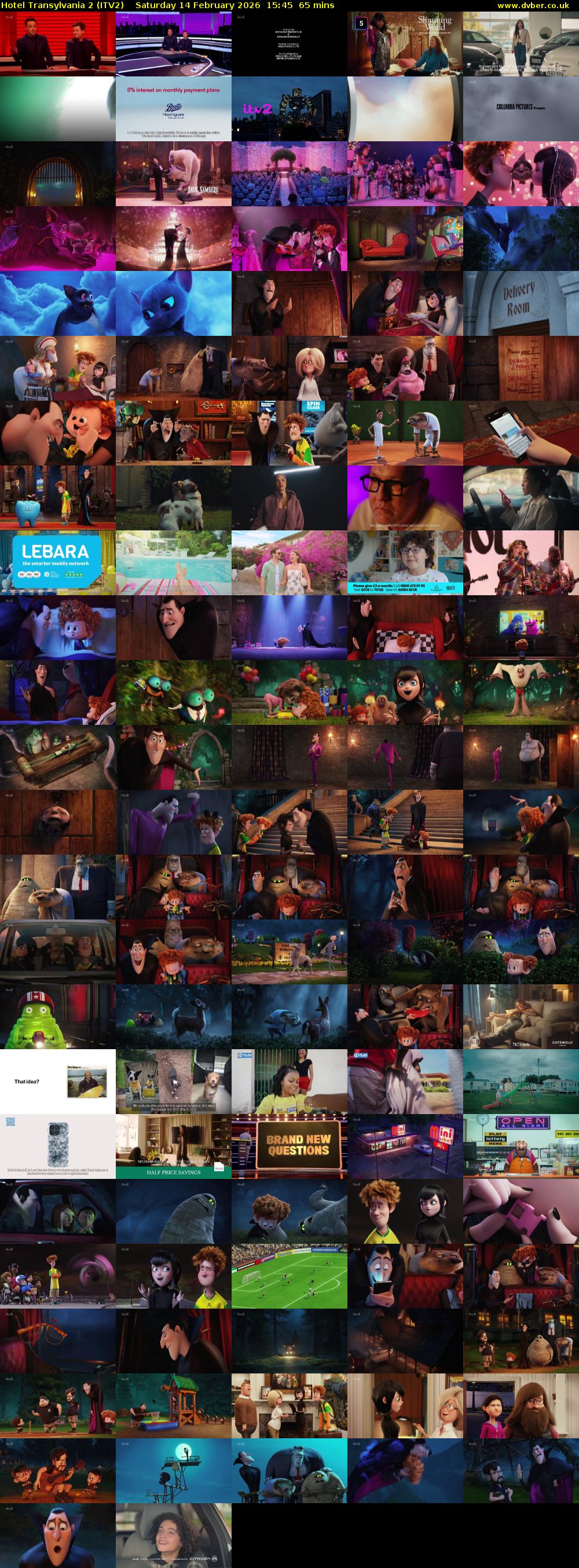 Hotel Transylvania 2 (ITV2) Saturday 14 February 2026 15:45 - 16:50