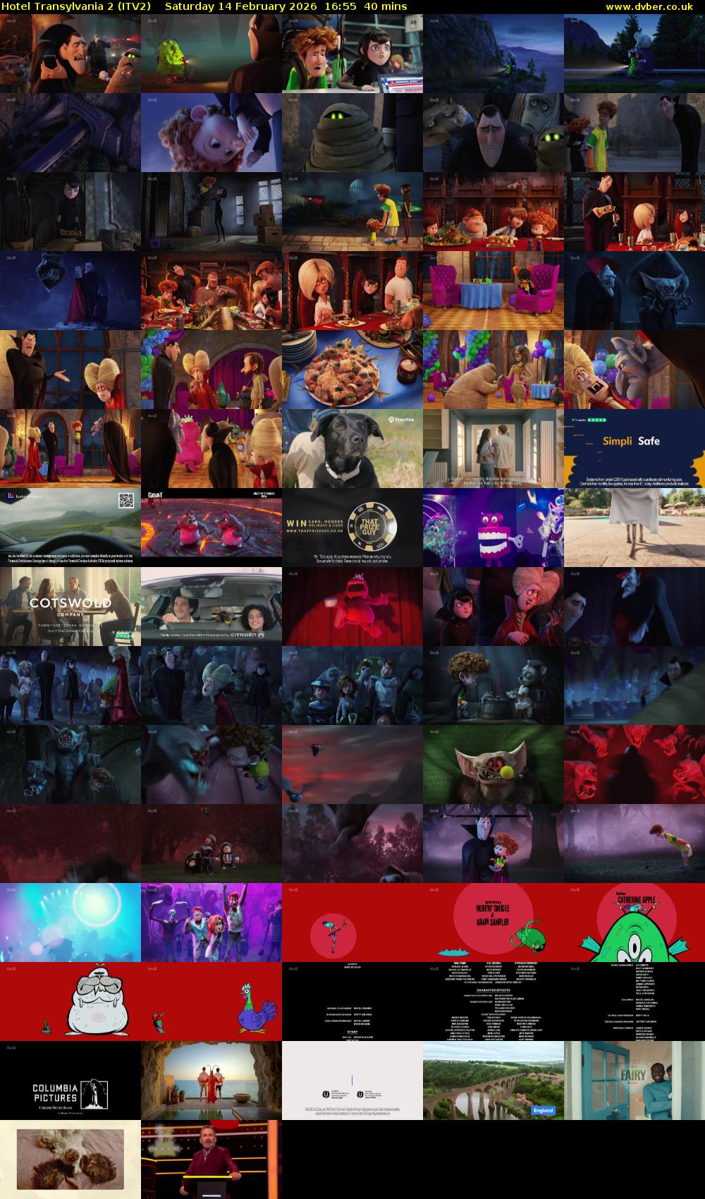 Hotel Transylvania 2 (ITV2) Saturday 14 February 2026 16:55 - 17:35