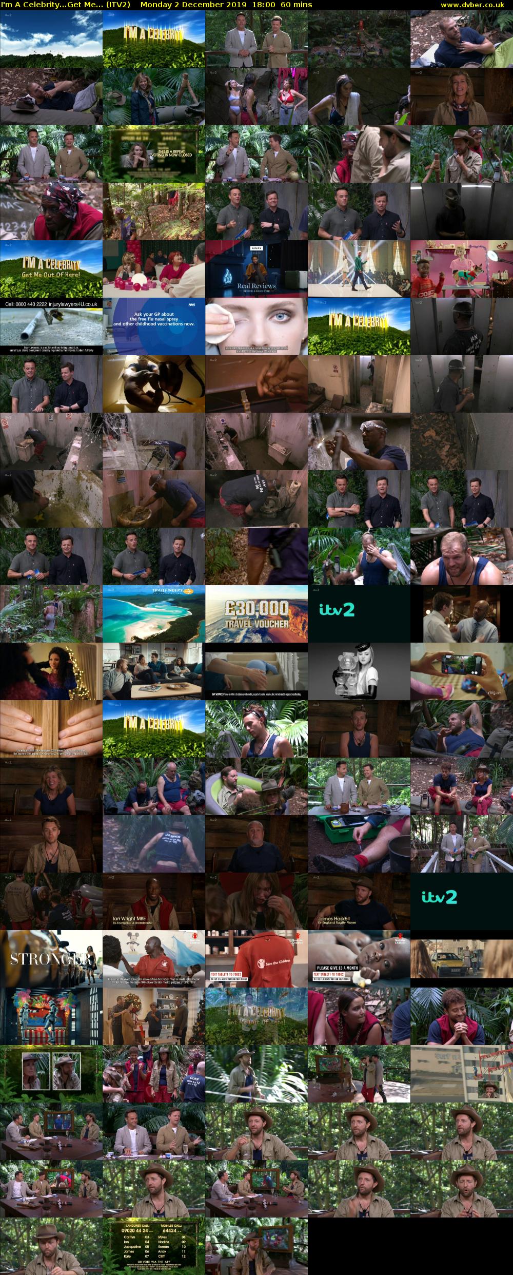 I'm A Celebrity...Get Me... (ITV2) Monday 2 December 2019 18:00 - 19:00
