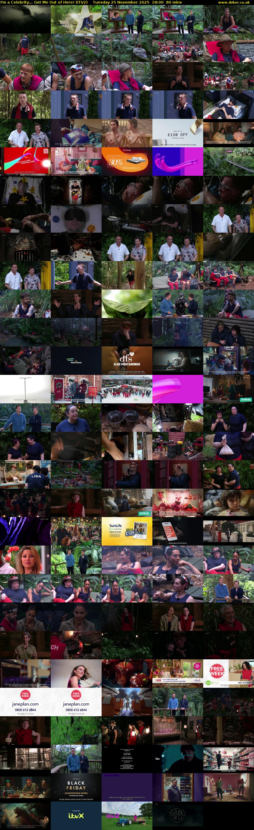 I'm a Celebrity... Get Me Out of Here! (ITV2) Tuesday 25 November 2025 18:00 - 19:20