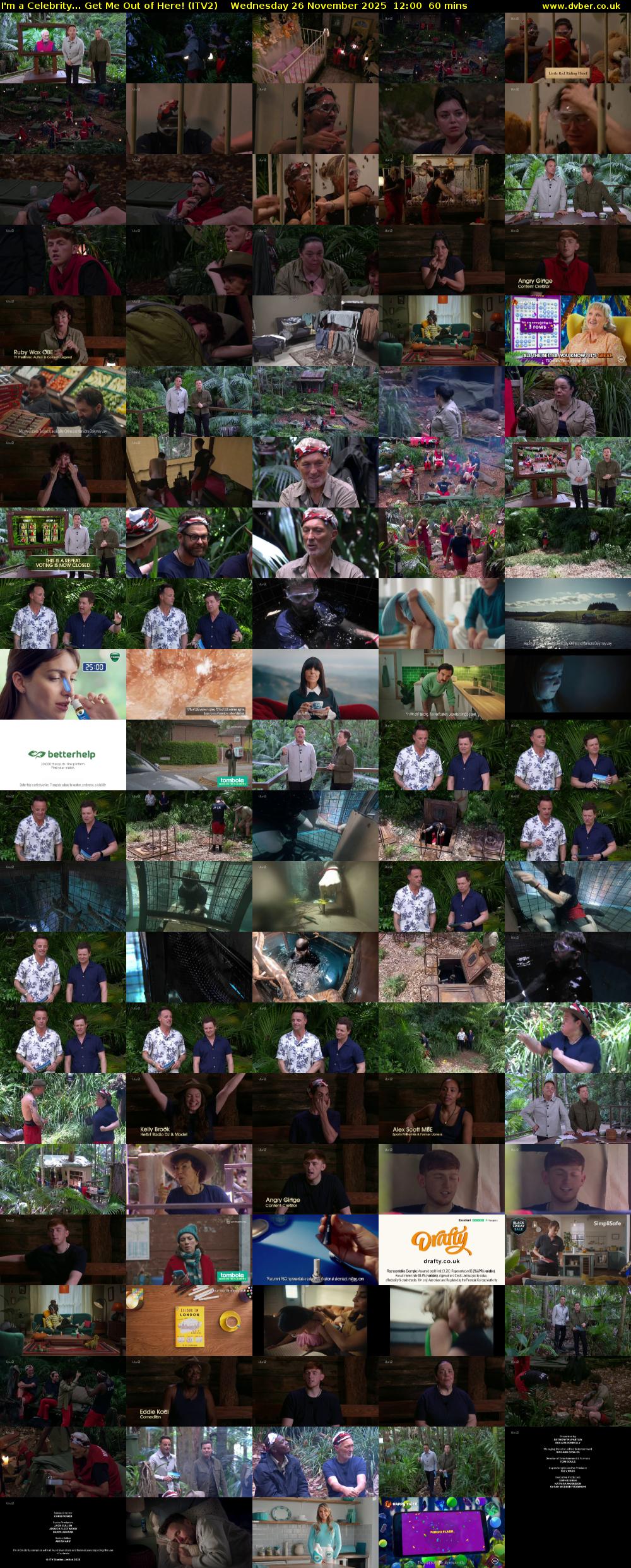I'm a Celebrity... Get Me Out of Here! (ITV2) Wednesday 26 November 2025 12:00 - 13:00