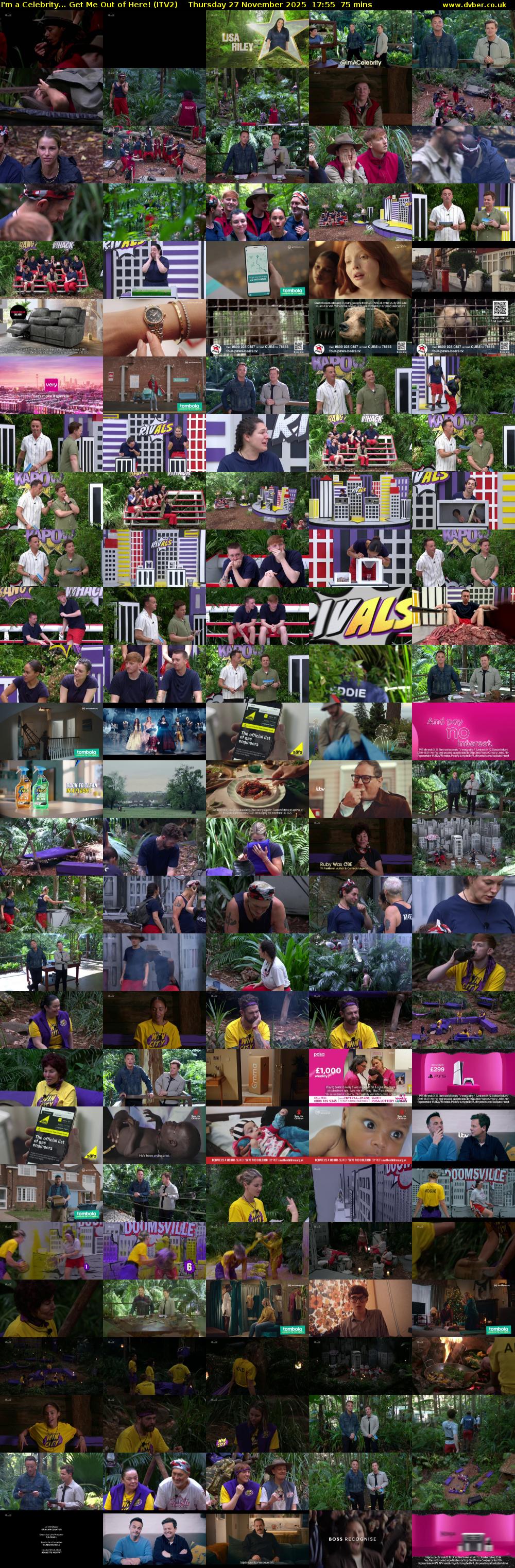 I'm a Celebrity... Get Me Out of Here! (ITV2) Thursday 27 November 2025 17:55 - 19:10