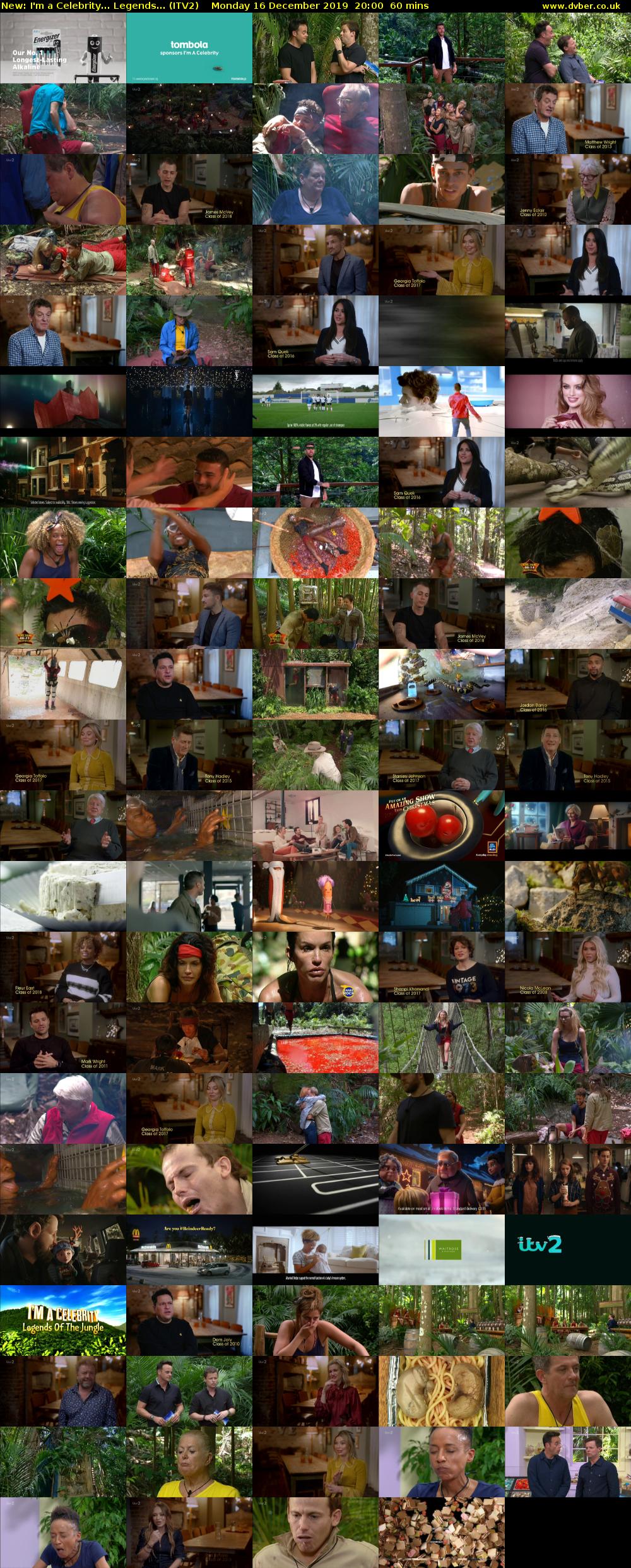 I'm a Celebrity... Legends... (ITV2) Monday 16 December 2019 20:00 - 21:00