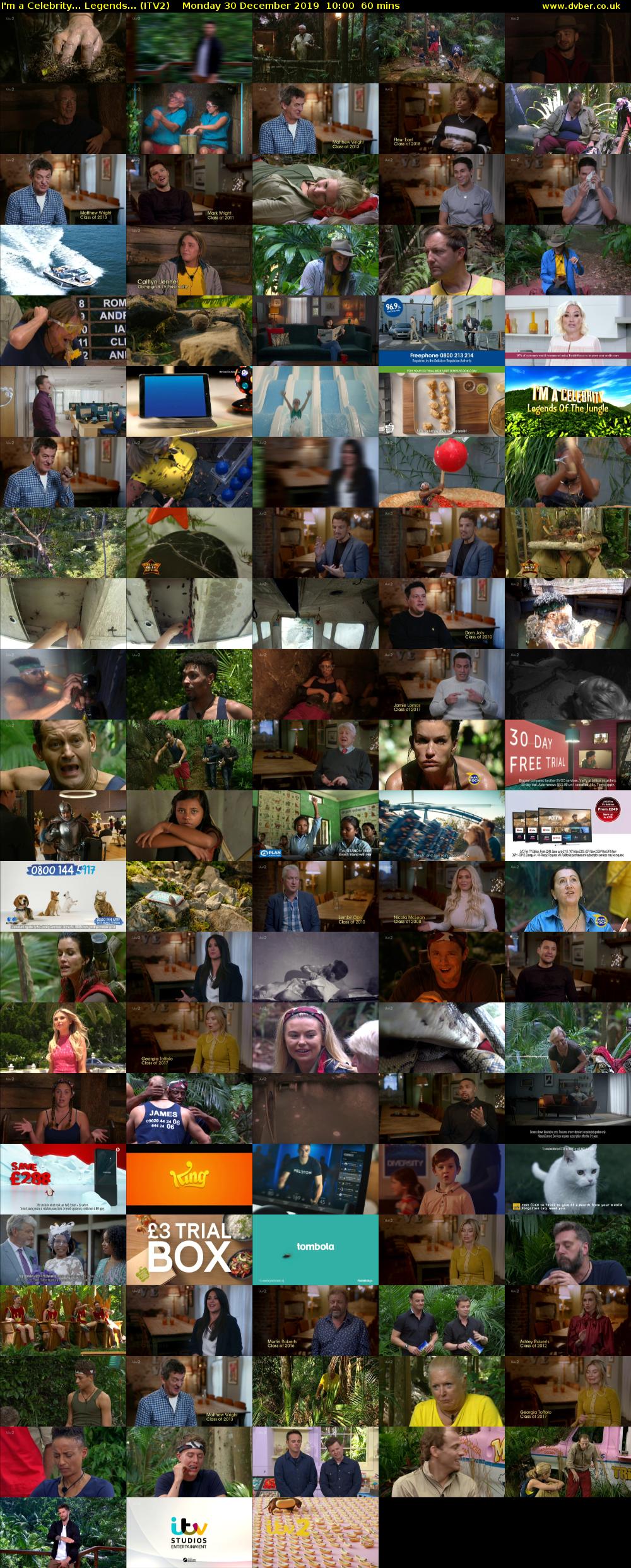I'm a Celebrity... Legends... (ITV2) Monday 30 December 2019 10:00 - 11:00
