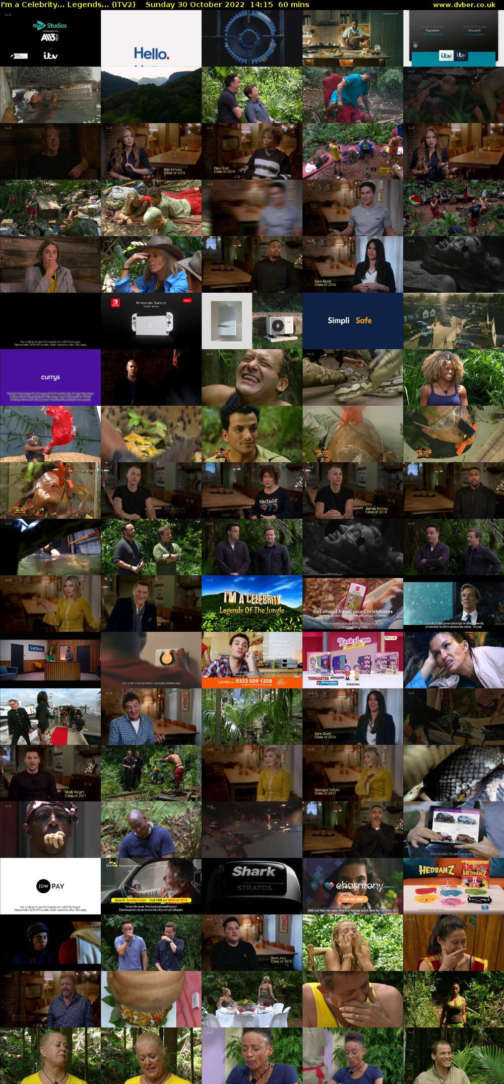 I'm a Celebrity... Legends... (ITV2) Sunday 30 October 2022 14:15 - 15:15