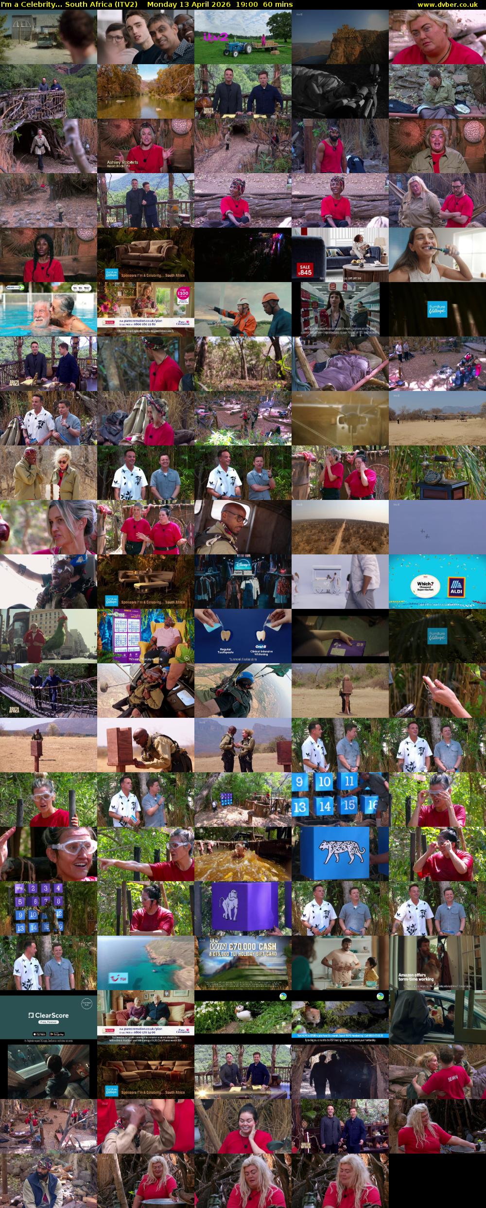 I'm a Celebrity... South Africa (ITV2) Monday 13 April 2026 19:00 - 20:00