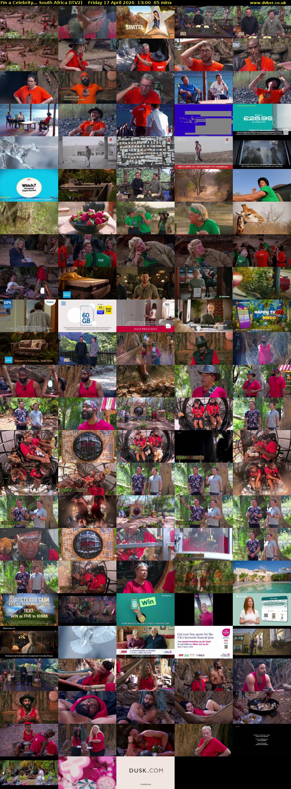 I'm a Celebrity... South Africa (ITV2) Friday 17 April 2026 13:00 - 14:05
